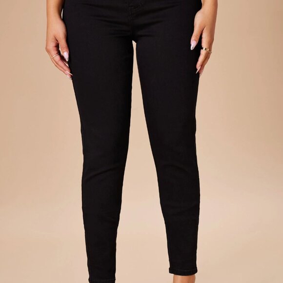 Black High Waist Skinny Leg Jeans. Size 11 - Picture 2 of 3